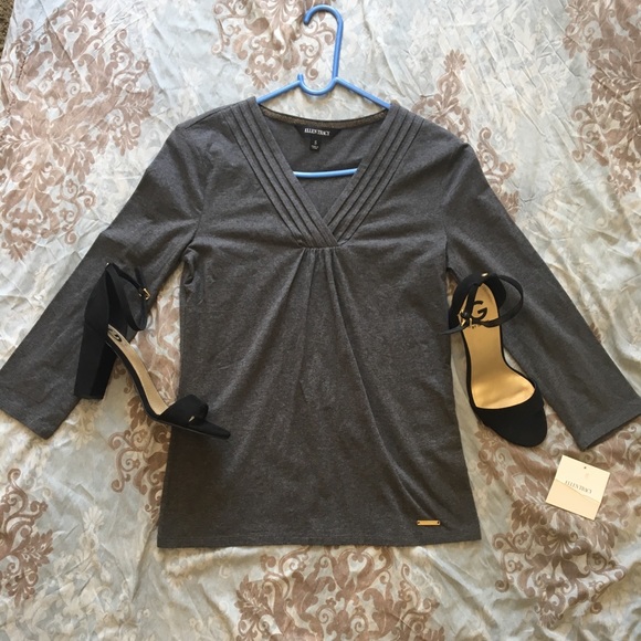 Ellen Tracy Dark Grey Heather Blouse - Picture 6 of 6